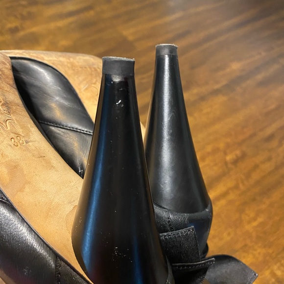 FORNARINA Black Leather Round Toe Back Bow Pumps Size 38 - Picture 9 of 10